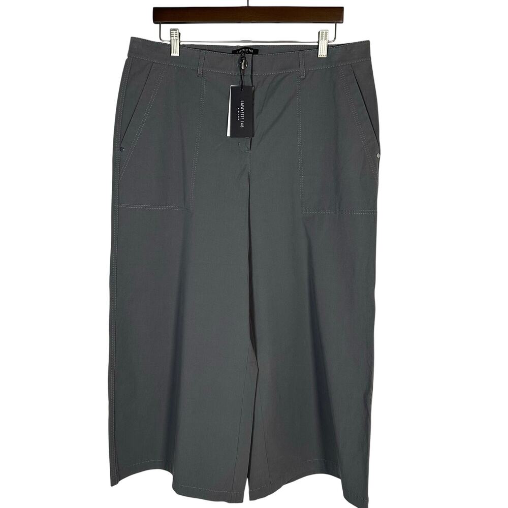 NWT Lafayette 148‎ Bi-Stretch Pima Cotton Fulton Cropped Pant Rock 14 Minimalist